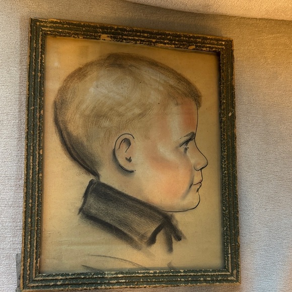 Vintage Framed Portrait with Black and Tan Tones - Picture 2 of 10